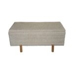 Cindy Inart trunk stool set of 2 bouclé fabric in beige and white shade - Image 3