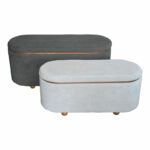 Tara Inart trunk stool set of 2 velvet in dark gray and charcoal shade