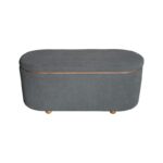 Tara Inart trunk stool set of 2 velvet in dark gray and charcoal shade - Image 3