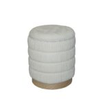 Pance Inart stool set of 2 boucle fabric in beige and white shade - Image 4