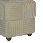 Cuirl Inart bouclé fabric stool in white shade 45x45x45cm - Слика 3