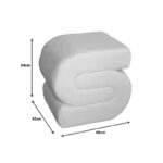 Escargot stool Inart bouclé fabric in white shade 48x42x44cm - Image 4