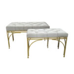Reigner Inart stool set of 2 velvet in beige shade