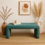 Gagga Inart stool velvet in green shade 110x40x45cm - Image 2