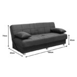 Romina 3-seater sofa-bed with storage space fabric in black shade 180x83x79cm - Слика 6