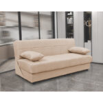 Romina 3-seater sofa-bed with storage space fabric in cream shade 180x83x79cm - Image 2