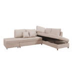 Corner sofa-bed left corner with storage space Lasy fabric in beige shade 290x217x89cm - Image 2