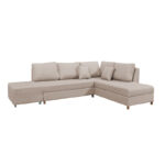 Corner sofa-bed left corner with storage space Lasy fabric in beige shade 290x217x89cm