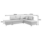 Corner sofa-bed left corner with storage space Lasy fabric in beige shade 290x217x89cm - Image 5