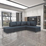 Corner sofa-bed left corner with storage space Lasy anthracite fabric 290x217x89cm - Image 2