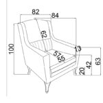 Medea armchair fabric in beige shade 82x84x100cm - Слика 6