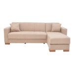 Corner reversible sofa-bed with storage space Someil fabric in beige shade 230x156x80cm - Image 2