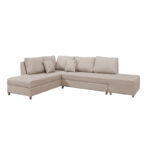 Corner sofa-bed right corner with storage space Lasy fabric in beige shade 290x217x89cm