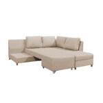 Corner sofa-bed right corner with storage space Lasy fabric in beige shade 290x217x89cm - Image 3