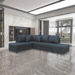 Corner sofa-bed right corner with storage space Lasy anthracite fabric 290x217x89cm - Image 3