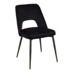 Murde chair black velvet fabric and black metal legs 48.5x61x89cm
