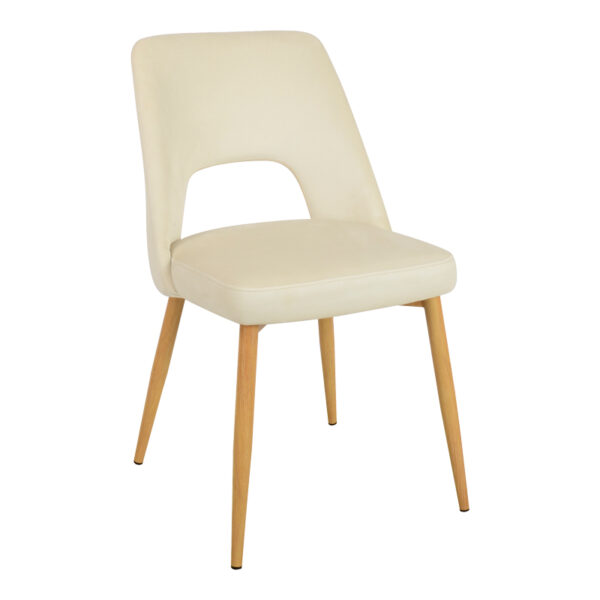 Murde chair beige velvet and metal legs in a natural shade 48.5x61x89cm