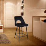 Bar stool Murde black velvet and black metal legs 47x52x96cm - Image 2