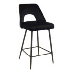 Bar stool Murde black velvet and black metal legs 47x52x96cm