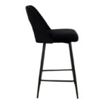 Bar stool Murde black velvet and black metal legs 47x52x96cm - Image 4