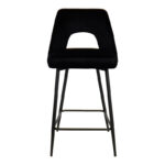 Bar stool Murde black velvet and black metal legs 47x52x96cm - Image 5