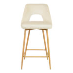 Bar stool Murde beige velvet and metal legs in a natural shade 47x52x96cm - Слика 5