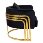 Roblu armchair gold metal and velvet in black shade 72x77.4x70cm - Слика 3