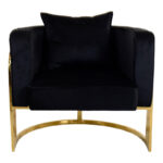 Roblu armchair gold metal and velvet in black shade 72x77.4x70cm - Слика 4