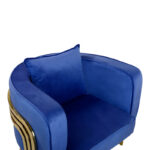 Roblu armchair gold metal and velvet in blue shade 72x77.4x70cm - Image 5