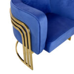 Roblu armchair gold metal and velvet in blue shade 72x77.4x70cm - Image 6