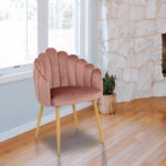 Briella armchair pink velvet fabric and metal legs in a natural shade 60x56x84cm - Слика 2
