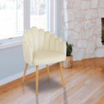 Briella armchair off-white velvet and metal legs in a natural shade 60x56x84cm - Image 2