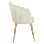 Briella armchair off-white velvet and metal legs in a natural shade 60x56x84cm - Image 4