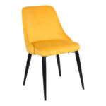 Zedna chair yellow velvet with black metal legs 51x58x84cm