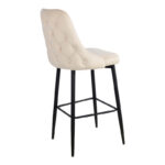 Zedna bar stool beige velvet with black metal legs 52x57x111cm - Image 2