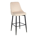 Zedna bar stool beige velvet with black metal legs 52x57x111cm