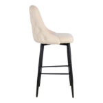 Zedna bar stool beige velvet with black metal legs 52x57x111cm - Image 3