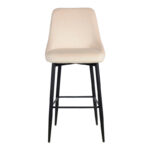 Zedna bar stool beige velvet with black metal legs 52x57x111cm - Image 4