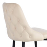 Zedna bar stool beige velvet with black metal legs 52x57x111cm - Image 6