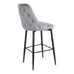 Zedna bar stool grey velvet with black metal legs 52x57x111cm - Слика 2