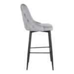 Zedna bar stool grey velvet with black metal legs 52x57x111cm - Слика 3