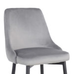 Zedna bar stool grey velvet with black metal legs 52x57x111cm - Слика 5