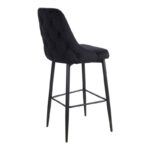 Zedna bar stool black velvet with black metal legs 52x57x111cm - Image 2