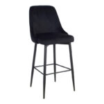 Zedna bar stool black velvet with black metal legs 52x57x111cm