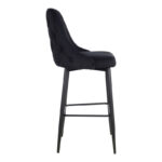 Zedna bar stool black velvet with black metal legs 52x57x111cm - Image 3
