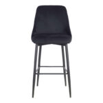 Zedna bar stool black velvet with black metal legs 52x57x111cm - Image 4