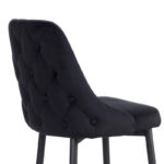 Zedna bar stool black velvet with black metal legs 52x57x111cm - Image 6