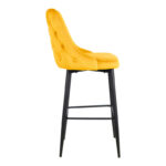 Zedna bar stool yellow velvet with black metal legs 52x57x111cm - Слика 3