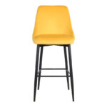 Zedna bar stool yellow velvet with black metal legs 52x57x111cm - Слика 4