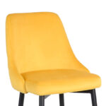 Zedna bar stool yellow velvet with black metal legs 52x57x111cm - Слика 5